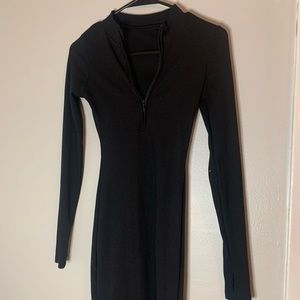 1/4 zip long sleeve bodycon dress
